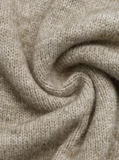 Pull en maille à col montant et bordures contrastées manches longues coupe ample uni