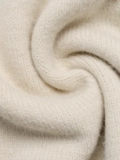 Pull en maille à col montant et bordure en dentelle manches longues couleur unie style décontracté