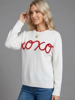 Pull en maille à col rond manches longues oversize style décontracté
