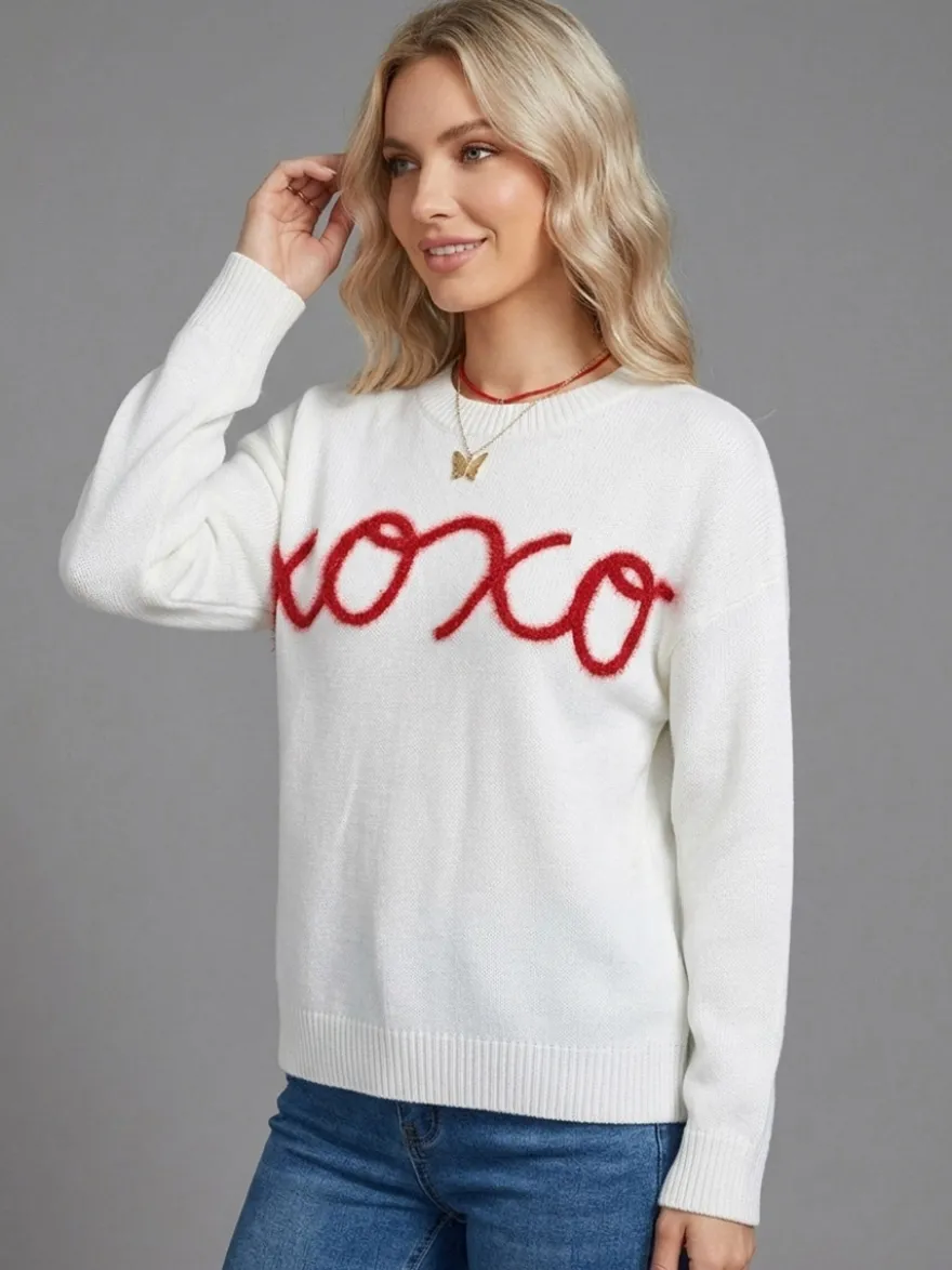 Pull en maille à col rond manches longues oversize style décontracté
