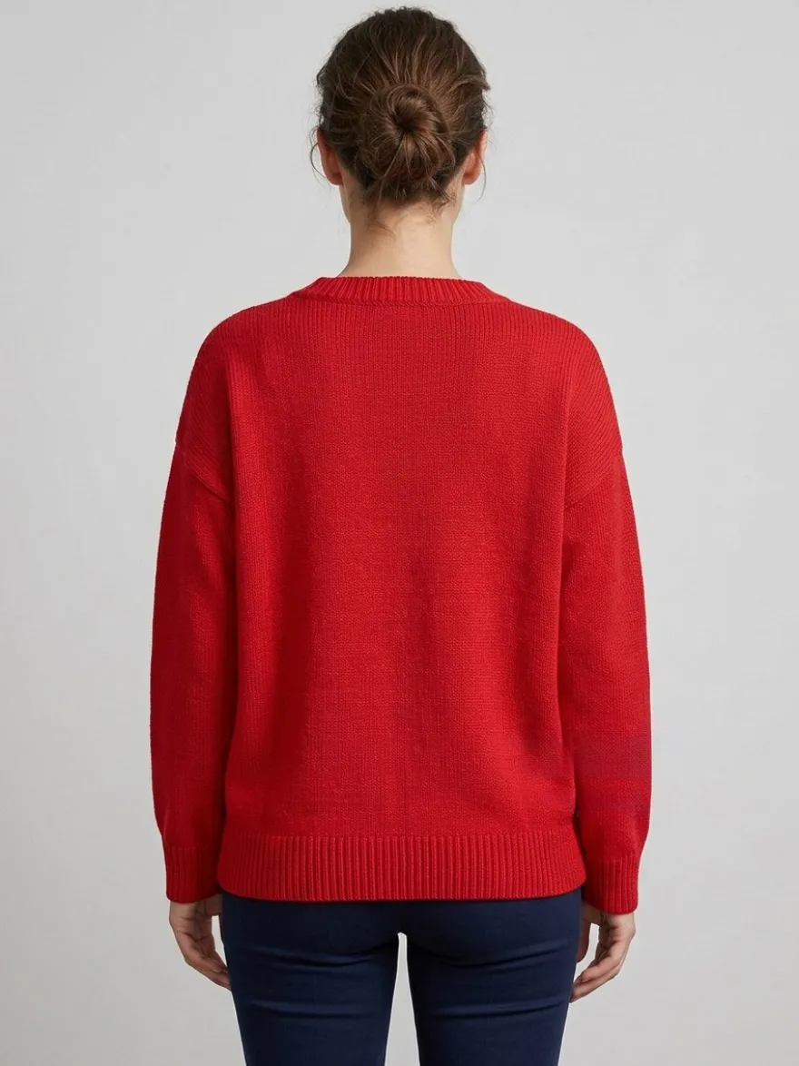 Pull en maille à col rond manches longues oversize style décontracté