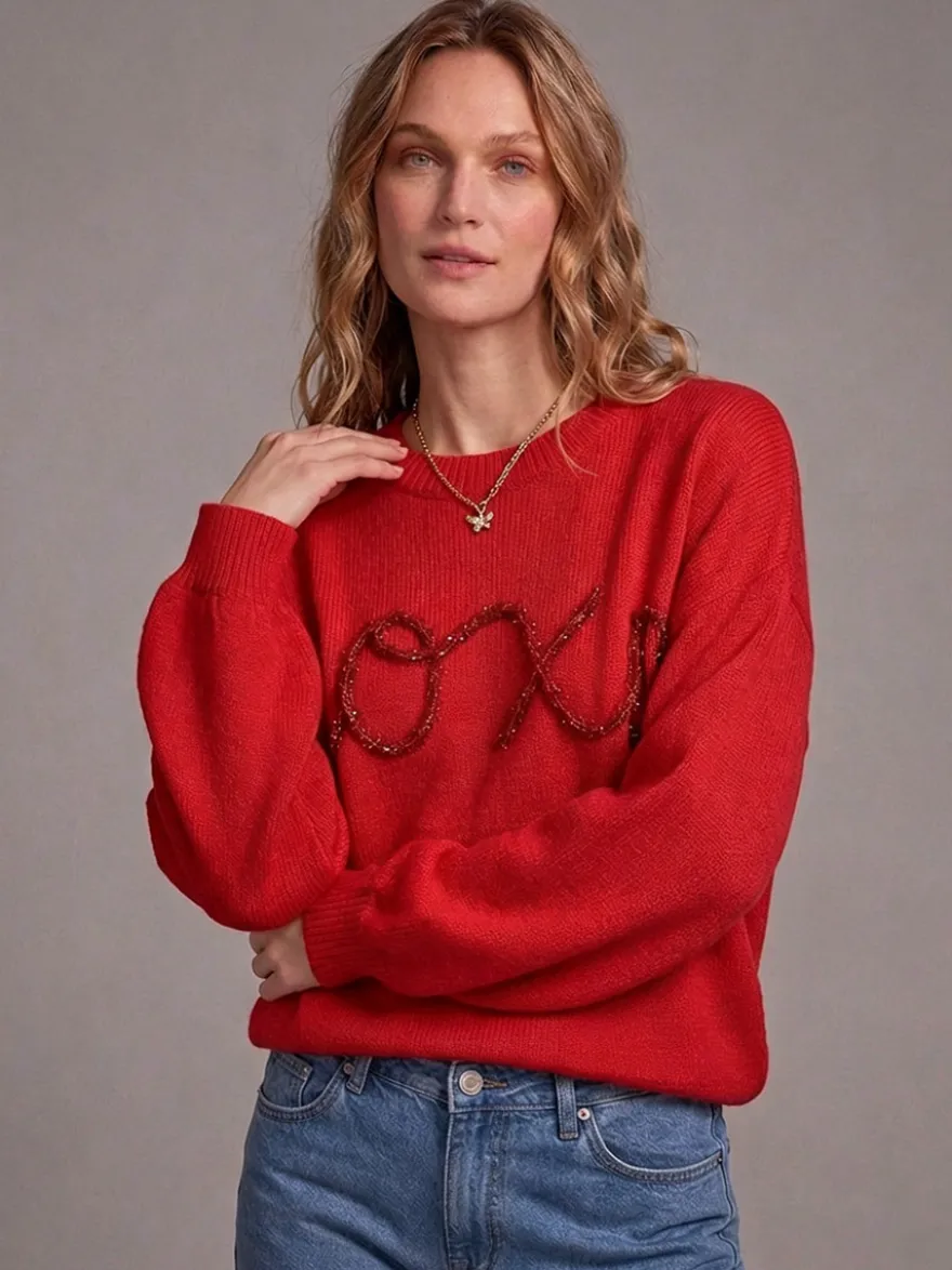 Pull en maille à col rond manches longues oversize style décontracté