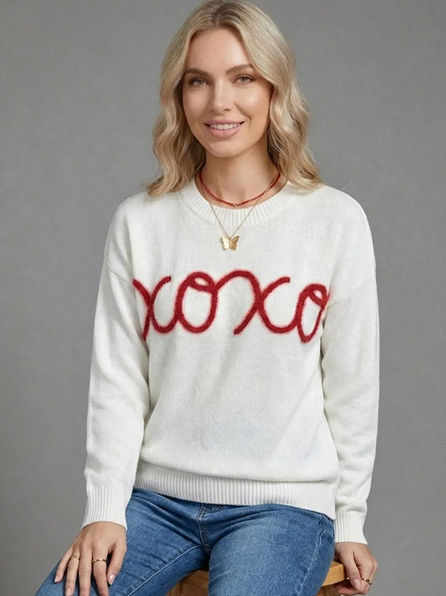 Pull en maille à col rond manches longues oversize style décontracté