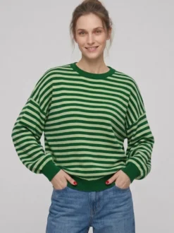 Pull rayé à col rond dos nu manches longues et épaules tombantes coupe ample et décontractée pour femme