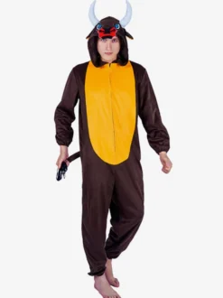 Pyjama Kigurumi Onesie Animal Adulte Costumes Combinaison Polyester Marron Foncé Adulte
