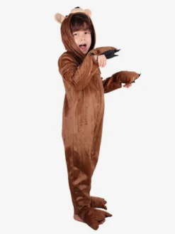 Pyjama Kigurumi Onesie Enfants Cadeaux Noël Costume De Pyjama Ours Brun Café En Polyester