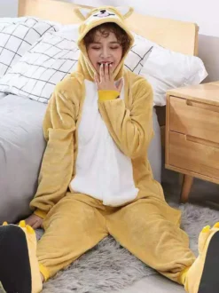 Pyjama Onesie Kigurumi Pour Enfants Polyester Jaune Shiba Chiens Doge Pyjama Costume