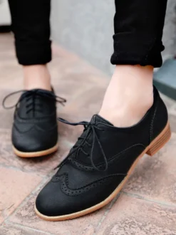 Richelieus à lacets marron pour femmes chaussures décontractées à bout golf