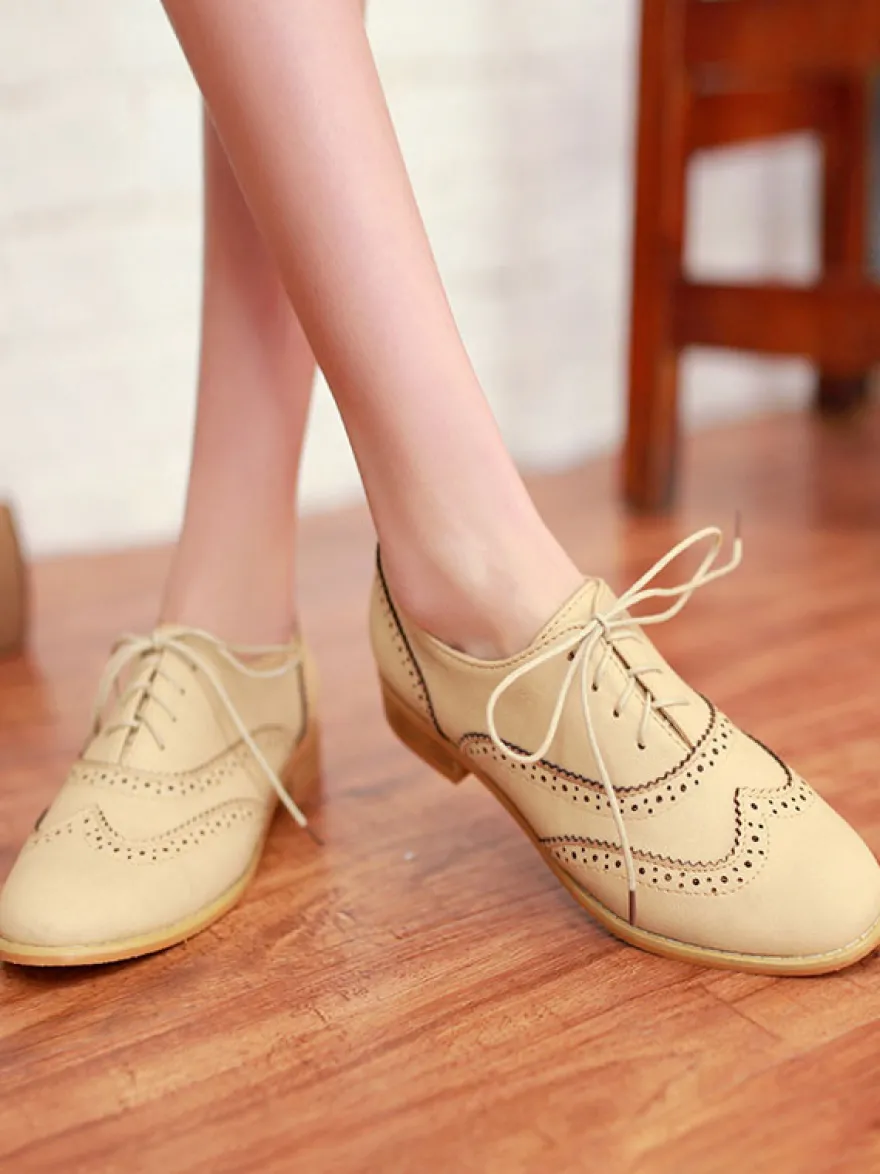Richelieus à lacets marron pour femmes chaussures décontractées à bout golf