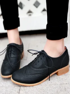 Richelieus à lacets marron pour femmes chaussures décontractées à bout golf