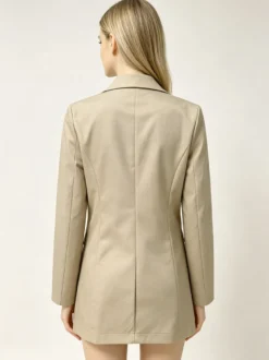 Robe blazer croisée mini pour femme col cranté manches longues coupe moulante