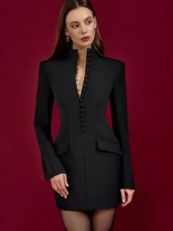 Robe blazer mini cintrée à boutons structurée et moderne collection 2026