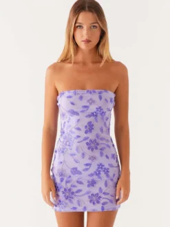 Robe bustier mini à sequins et fleurs pour femme - Robe tube élégante et moulante - Idéale pour une soirée cocktail estivale 2026