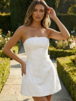 Robe bustier rose pâle à fleurs avec nœud papillon mini-robe trapèze pour fête d'anniversaire pour femme 2026