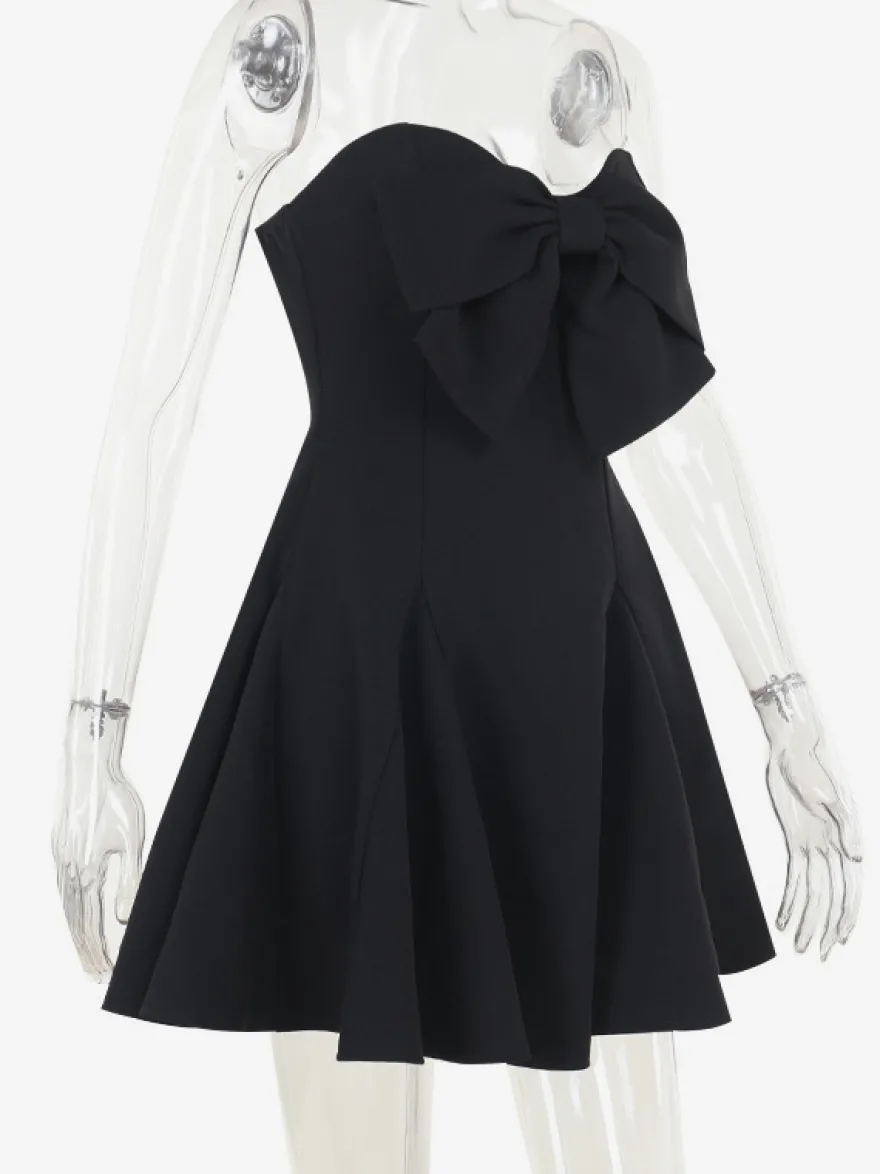 Robe Coquette à nœud pour femme - Robe mini bustier en forme de cœur - Idéale pour une fête d'anniversaire d'été 2026