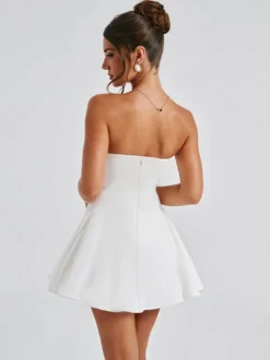 Robe Coquette à nœud pour femme - Robe mini bustier en forme de cœur - Idéale pour une fête d'anniversaire d'été 2026