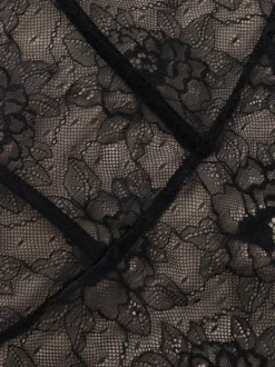 Robe corset en dentelle pour femme - Robe moulante mini noire à épaules dénudées et manches longues - Tenue de soirée printanière 2026