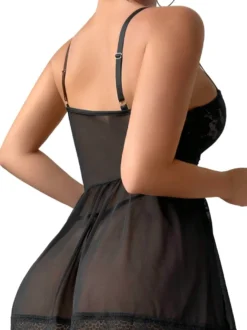Robe Corset Nuisettes Lingerie À Lacet 4 Couleurs Chics Dentelle Saint-Valentin