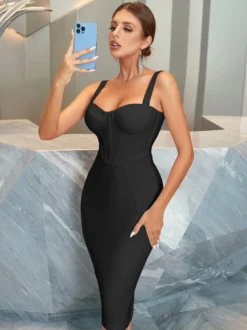 Robe corset sexy pour femme robe de cocktail à bretelles spaghetti robe de soirée