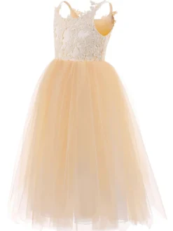 Robe cortège enfant blanche à bretelle en tulle Robe fille de fleur