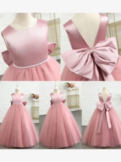 Robe cortège enfant col rond dos en V robe enfant princesse
