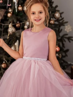 Robe cortège enfant col rond dos en V robe enfant princesse