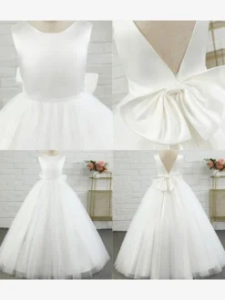 Robe cortège enfant col rond dos en V robe enfant princesse