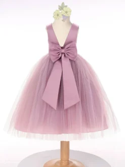 Robe cortège enfant robe fille de fleur col rond sans manche
