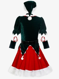 Robe courte de noël en Fiber de Polyester rouge vert Costumes de vacances ensemble complet