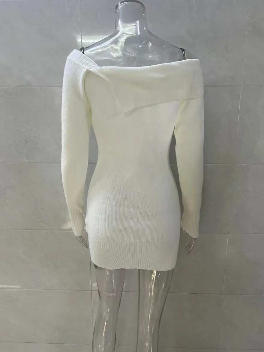 Robe courte en maille à épaules dénudées pour femmes 2026