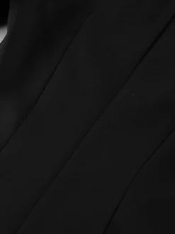 Robe courte à manches bouffantes pour femme style rétro chic - Noir élégant col montant coupe moulante - Idéale pour le printemps 2026