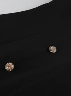 Robe courte à manches bouffantes pour femme style rétro chic - Noir élégant col montant coupe moulante - Idéale pour le printemps 2026