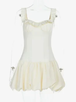 Robe courte à ourlet bouffant pour femme - Coupe corset à volants style Coquette - Look idéal pour une fête d'été à la plage 2026