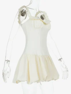 Robe courte à ourlet bouffant pour femme - Coupe corset à volants style Coquette - Look idéal pour une fête d'été à la plage 2026