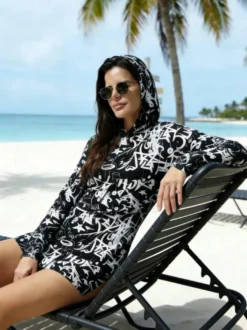 Robe courte transparente à manches longues camouflage bleu maillot de bain d'été mini pour la plage