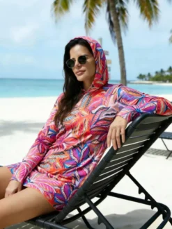 Robe courte transparente à manches longues camouflage bleu maillot de bain d'été mini pour la plage