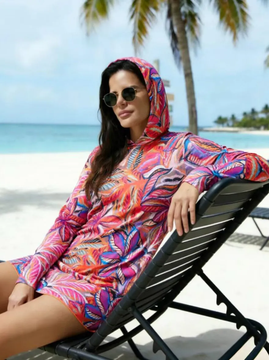 Robe courte transparente à manches longues camouflage bleu maillot de bain d'été mini pour la plage