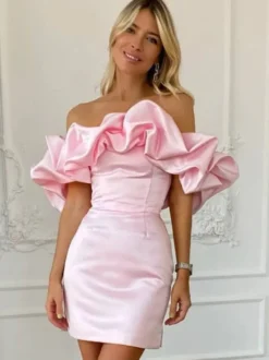 Robe cupcake chic sans bretelles fendue mini robes de fête d'anniversaire