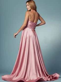 Robe de bal 2026 A-ligne décolleté en cœur satin sans manches poches robes de soirée