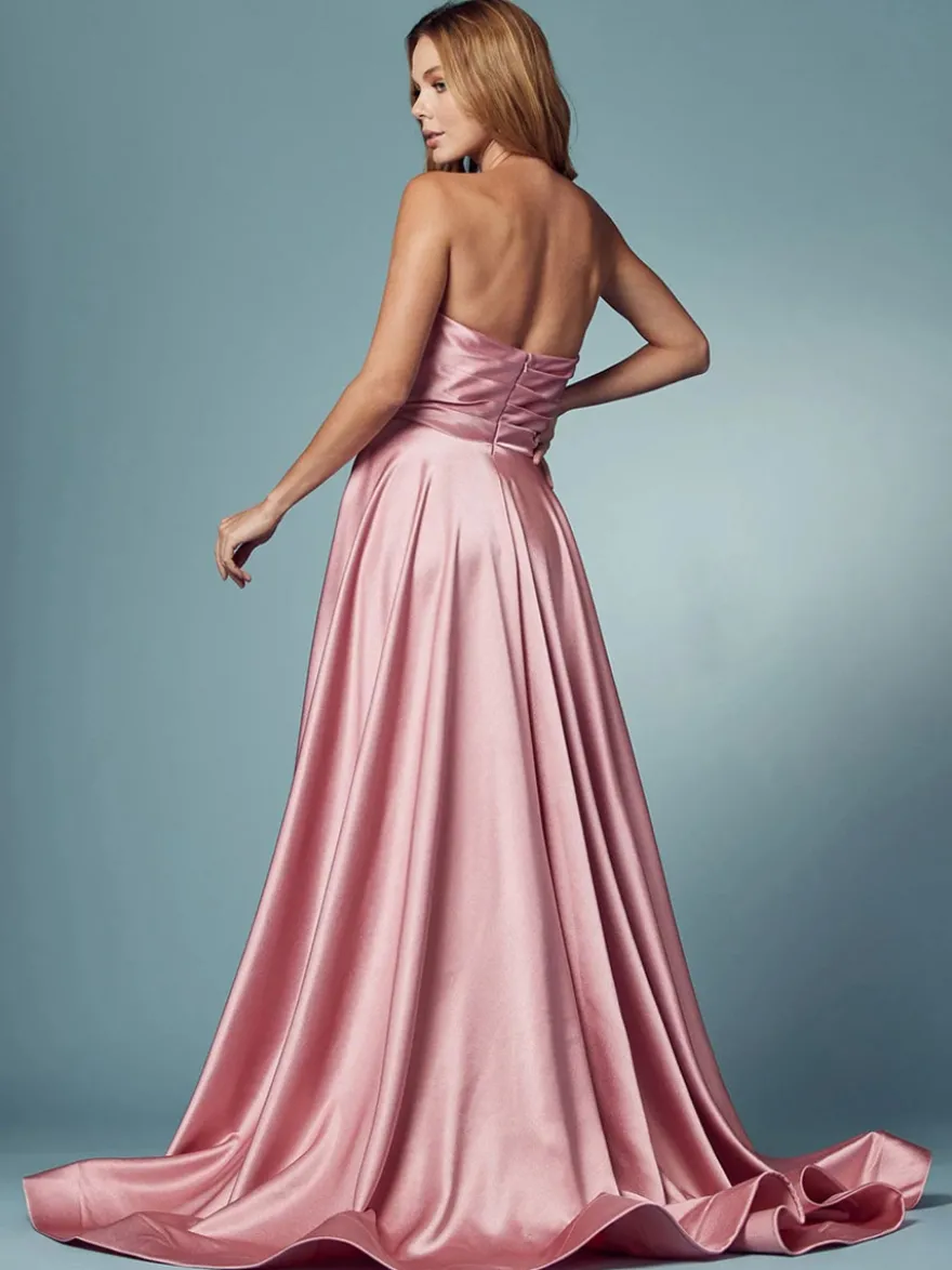 Robe de bal 2026 A-ligne décolleté en cœur satin sans manches poches robes de soirée