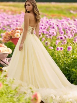 Robe de bal col en cœur en tulle sans manches en dentelle robes de soirée