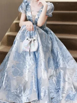 Robe de bal en dentelle col en V ligne a manches courtes robes de soirée