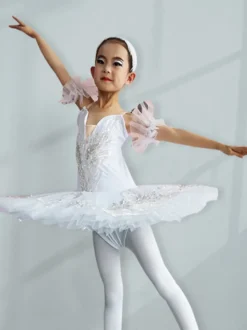 Robe de Ballet blanche femme adulte ballerine paillettes volants dentelle Polyester robe vêtements de danse