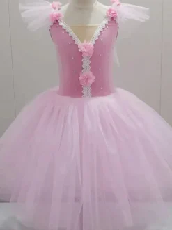 Robe de Ballet rose fille enfant ballerine strass dentelle dentelle Polyester robe ensemble vêtements de Performance