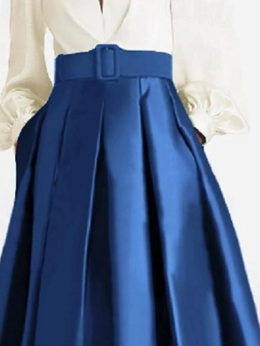 Robe de bal robe de soirée col en V satin manches longues ceinture robe de concours