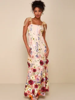 Robe de bal robe de soirée imprimerie des fleurs à bretelle au sol