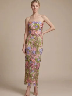 Robe de bal robe de soirée robe de cocktail robe bustier en tulle robe longue à fleurs pour concours de beauté