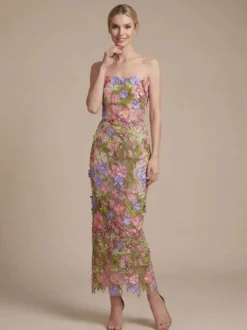 Robe de bal robe de soirée robe de cocktail robe bustier en tulle robe longue à fleurs pour concours de beauté