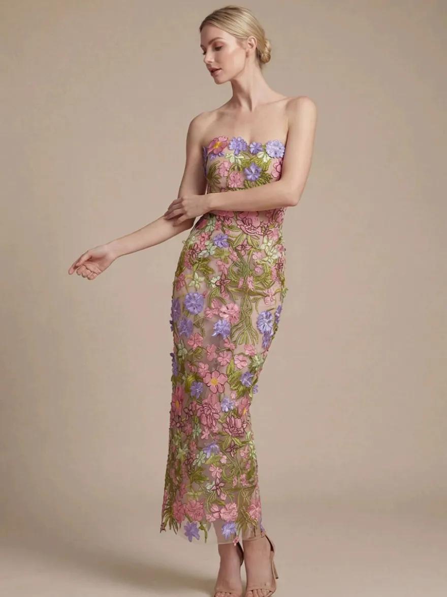 Robe de bal robe de soirée robe de cocktail robe bustier en tulle robe longue à fleurs pour concours de beauté