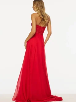 Robe de bal sans bretelles ligne a sans manches en dentelle robes d'invitées de mariage